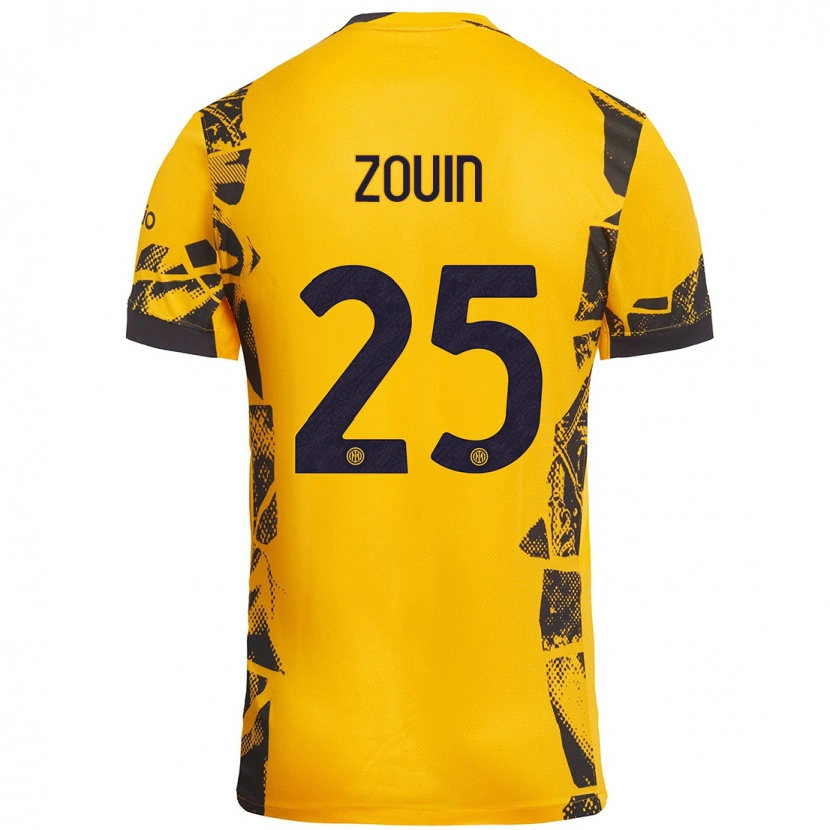 Danxen Pánské Aymen Zouin #25 Zlatá Černá Třetí Hráčské Dresy 2024/25 Dres