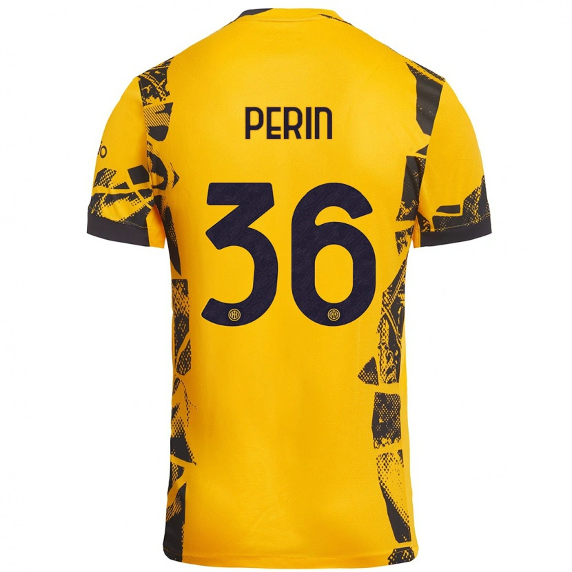 Danxen Pánské Nicolo Perin #36 Zlatá Černá Třetí Hráčské Dresy 2024/25 Dres