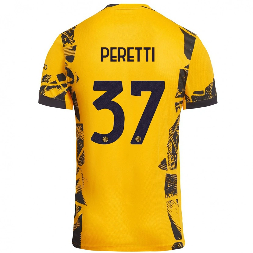 Danxen Pánské Lorenzo Peretti #37 Zlatá Černá Třetí Hráčské Dresy 2024/25 Dres
