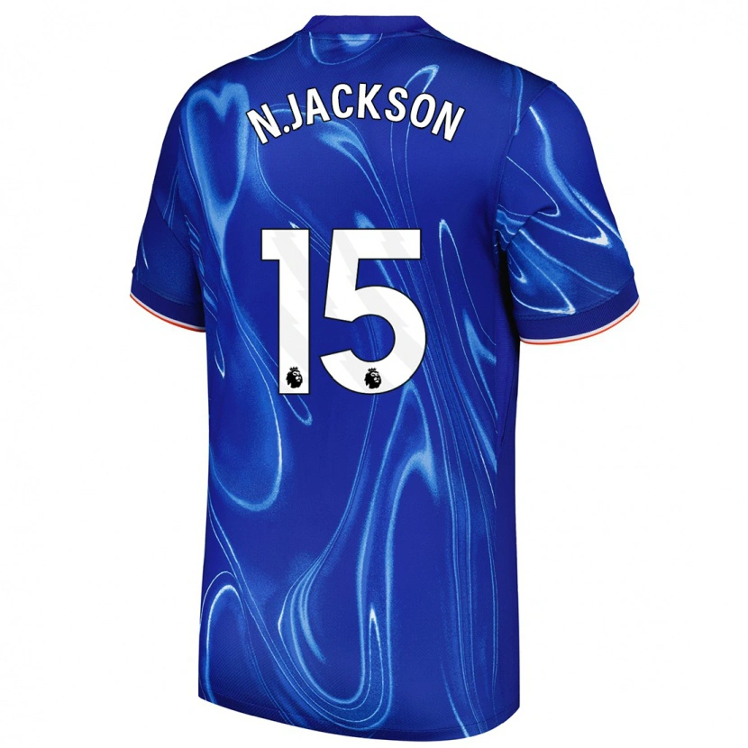 Danxen Dámské Nicolas Jackson #15 Modrá Bílá Domů Hráčské Dresy 2024/25 Dres
