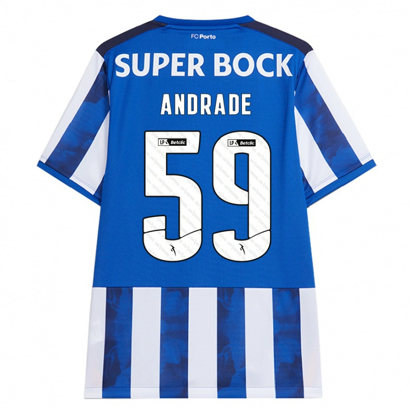 Danxen Dámské Tiago Andrade #59 Modrá Bílá Domů Hráčské Dresy 2024/25 Dres
