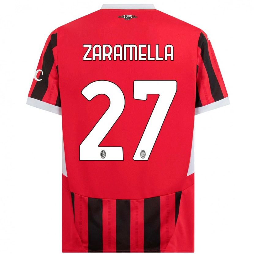 Danxen Dámské Mattia Zaramella #27 Červená Černá Domů Hráčské Dresy 2024/25 Dres