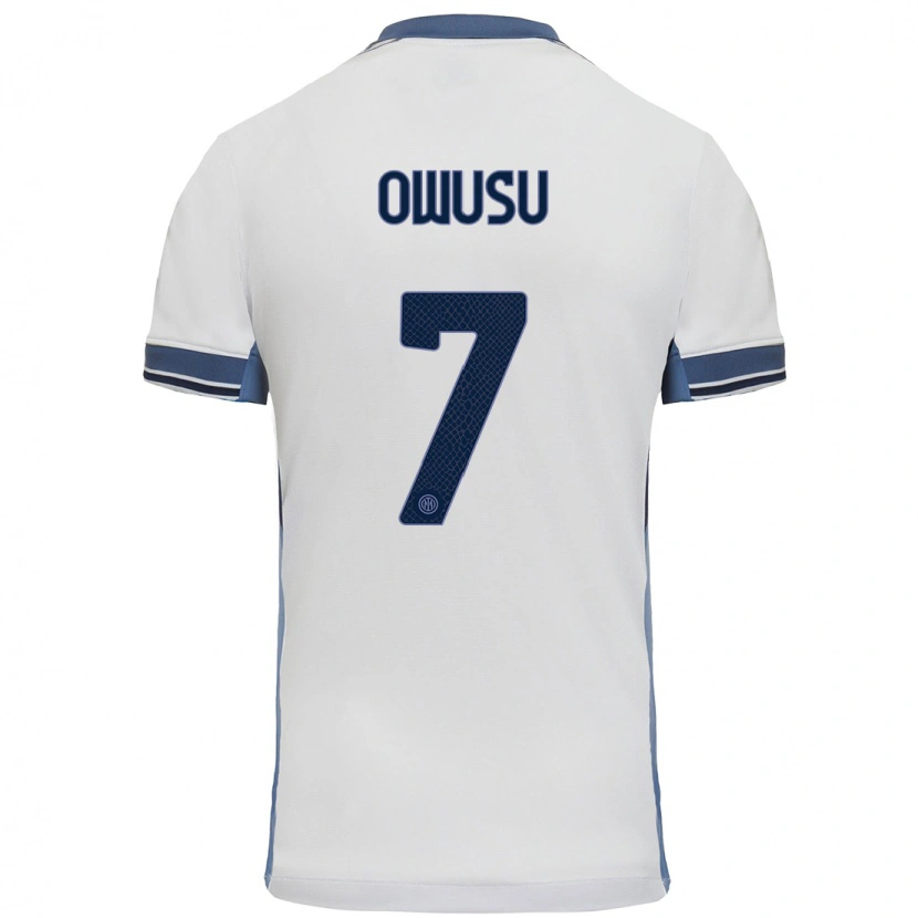 Danxen Dámské Enoch Owusu #7 Bílá Šedá Daleko Hráčské Dresy 2024/25 Dres
