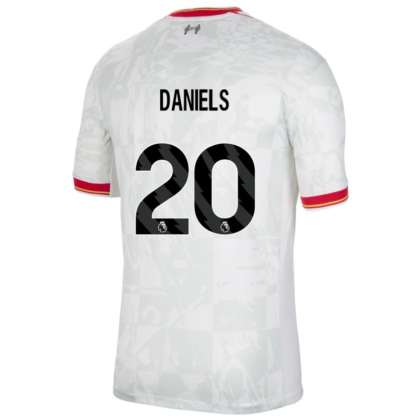 Danxen Dámské Yana Daniëls #20 Bílá Červená Černá Třetí Hráčské Dresy 2024/25 Dres