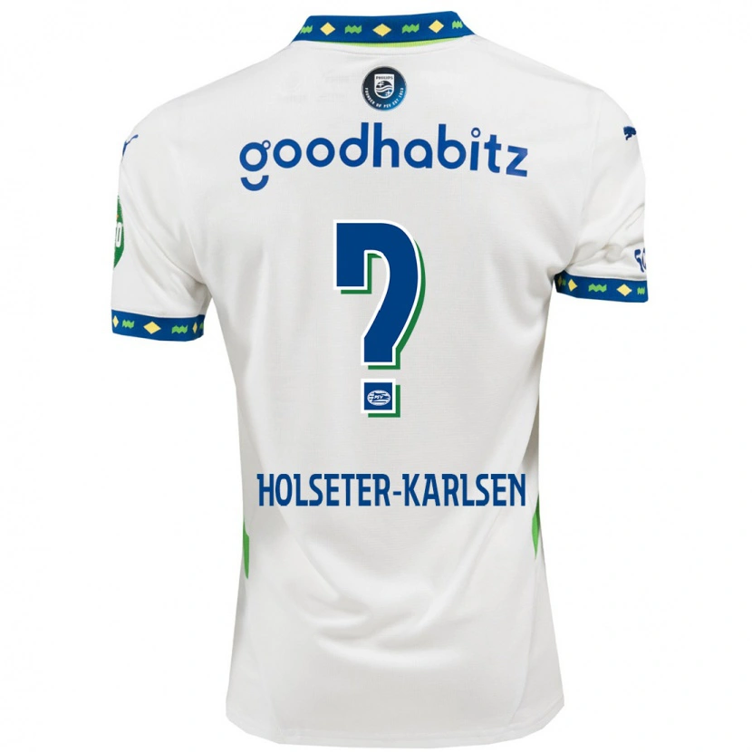 Danxen Dámské Philip Holseter-Karlsen #0 Bílá Tmavě Modrá Třetí Hráčské Dresy 2024/25 Dres