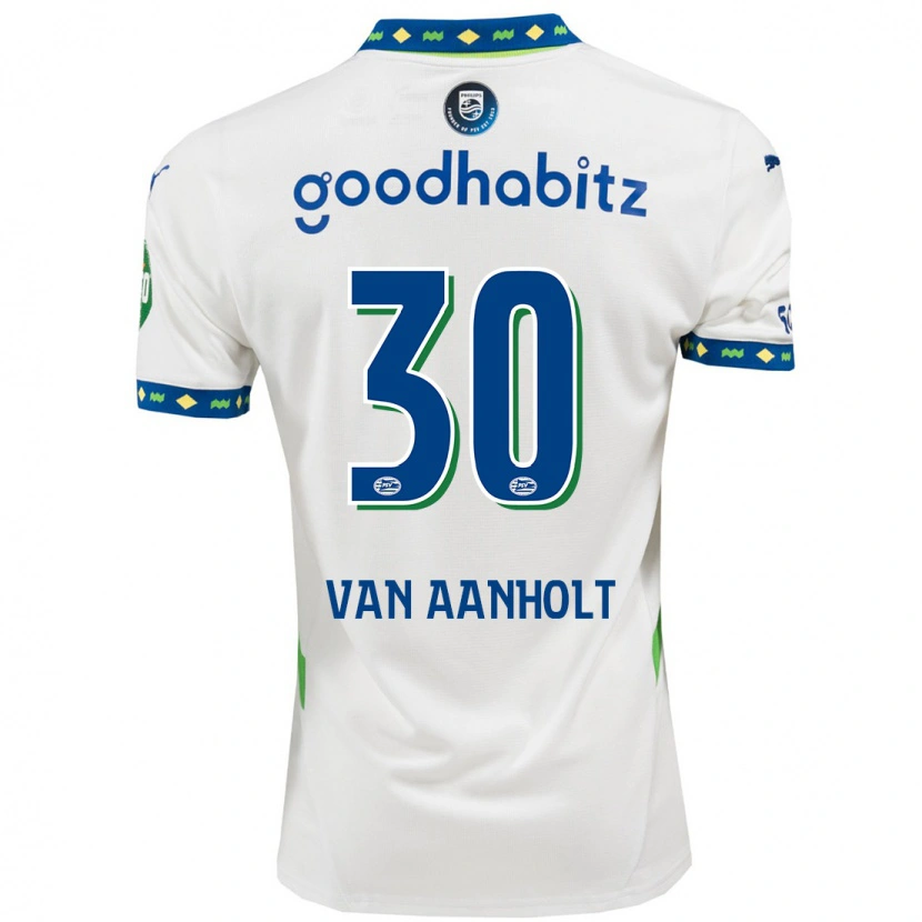 Danxen Dámské Patrick Van Aanholt #30 Bílá Tmavě Modrá Třetí Hráčské Dresy 2024/25 Dres