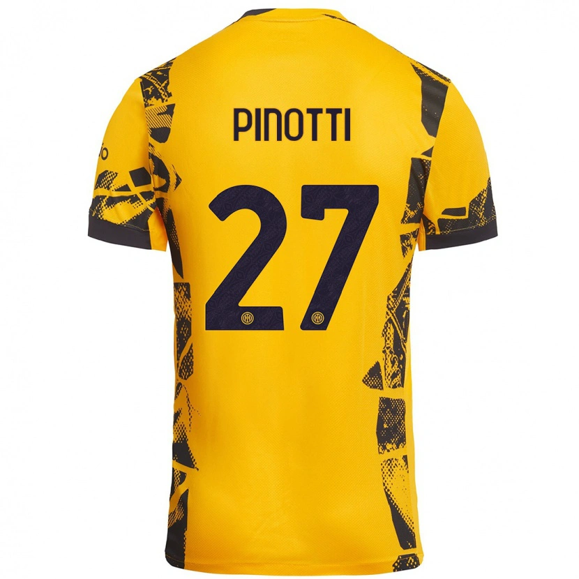 Danxen Dámské Manuel Pinotti #27 Zlatá Černá Třetí Hráčské Dresy 2024/25 Dres