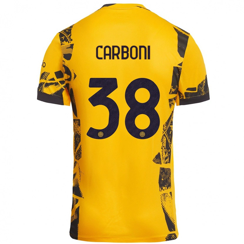 Danxen Dámské Valentin Carboni #38 Zlatá Černá Třetí Hráčské Dresy 2024/25 Dres