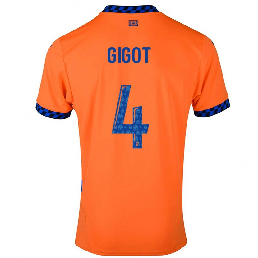 Danxen Dámské Samuel Gigot #4 Oranžová Tmavě Modrá Třetí Hráčské Dresy 2024/25 Dres
