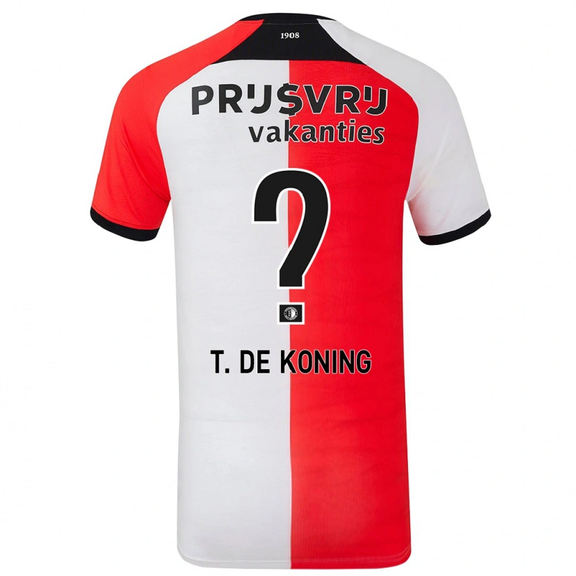 Danxen Dětské Tim De Koning #0 Červená Bílá Domů Hráčské Dresy 2024/25 Dres