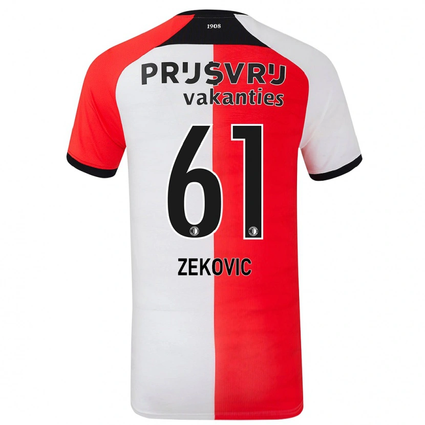 Danxen Dětské Aleks Zekovic #61 Červená Bílá Domů Hráčské Dresy 2024/25 Dres