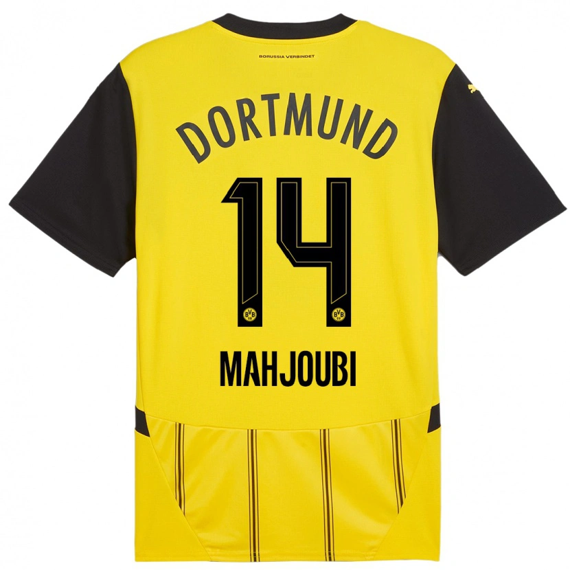 Danxen Dětské Anas Mahjoubi #14 Žlutá Černá Domů Hráčské Dresy 2024/25 Dres