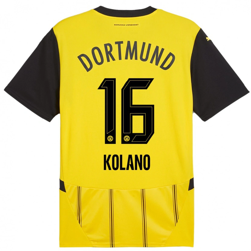 Danxen Dětské Damian Kolano #16 Žlutá Černá Domů Hráčské Dresy 2024/25 Dres