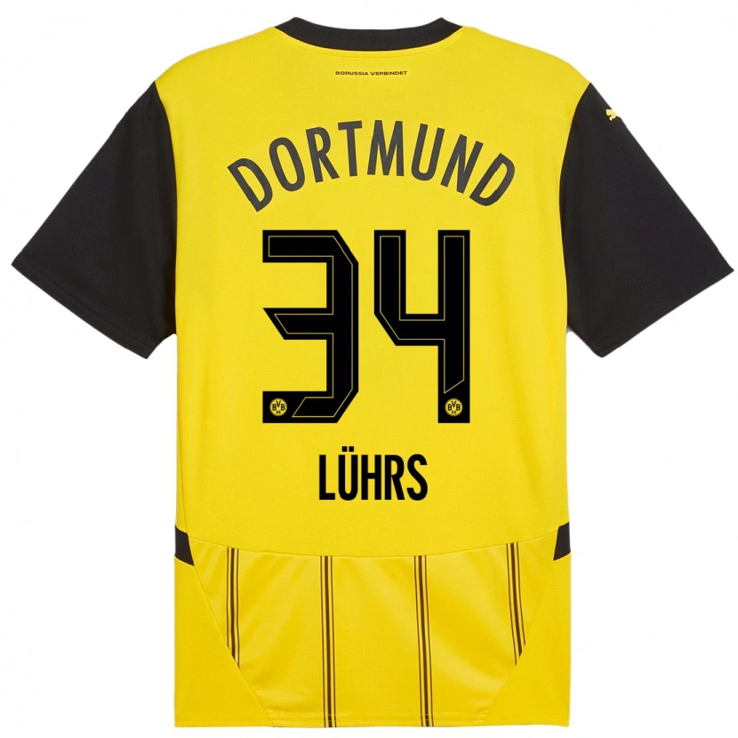 Danxen Dětské Yannik Lührs #34 Žlutá Černá Domů Hráčské Dresy 2024/25 Dres