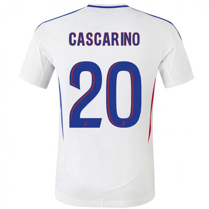 Danxen Dětské Delphine Cascarino #20 Bílá Modrá Domů Hráčské Dresy 2024/25 Dres