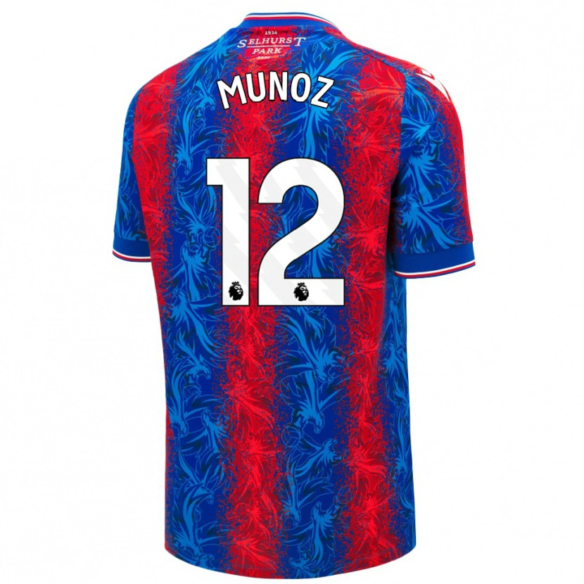 Danxen Dětské Daniel Muñoz #12 Červené Modré Pruhy Domů Hráčské Dresy 2024/25 Dres