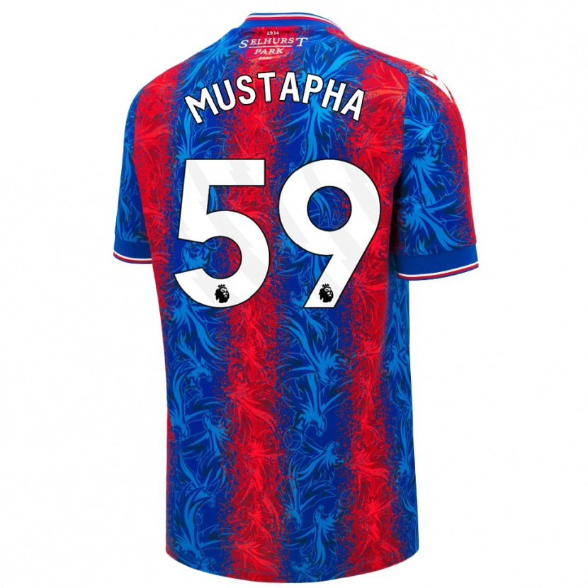 Danxen Dětské Hindolo Mustapha #59 Červené Modré Pruhy Domů Hráčské Dresy 2024/25 Dres