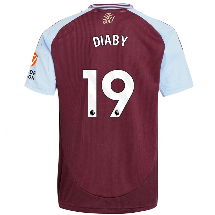 Danxen Dětské Moussa Diaby #19 Vínově Modrá Domů Hráčské Dresy 2024/25 Dres