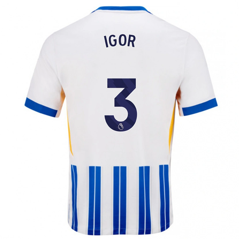 Danxen Dětské Igor #3 Bílé Modré Proužky Domů Hráčské Dresy 2024/25 Dres