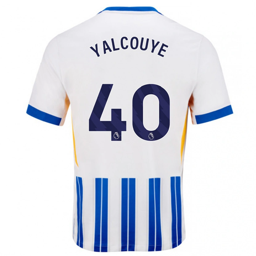 Danxen Dětské Malick Junior Yalcouyé #40 Bílé Modré Proužky Domů Hráčské Dresy 2024/25 Dres