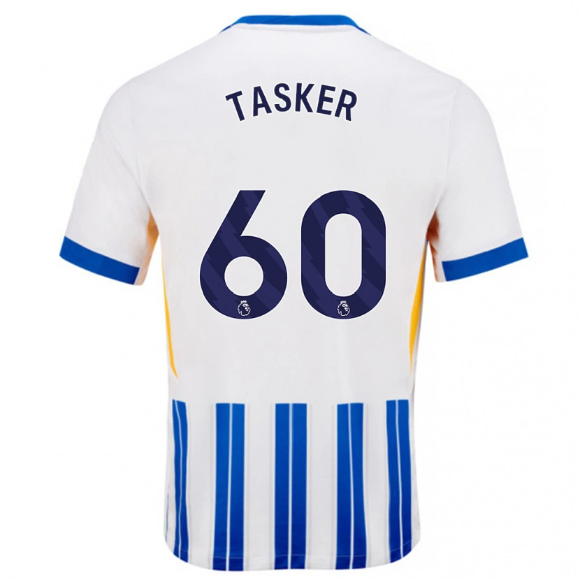 Danxen Dětské Charlie Tasker #60 Bílé Modré Proužky Domů Hráčské Dresy 2024/25 Dres