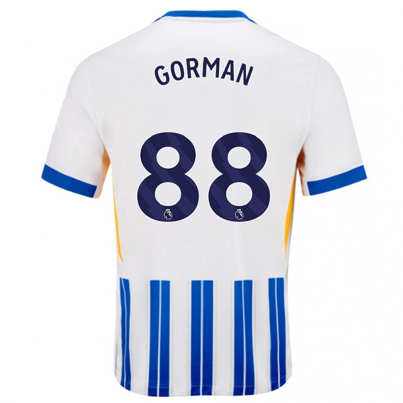 Danxen Dětské Ronnie Gorman #88 Bílé Modré Proužky Domů Hráčské Dresy 2024/25 Dres