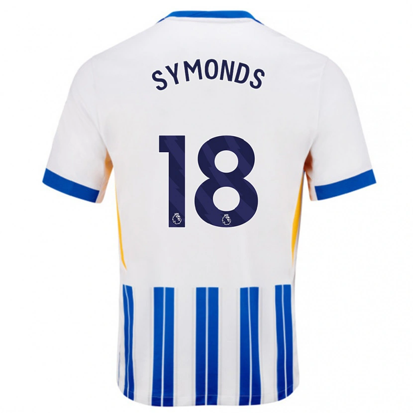 Danxen Dětské Maisie Symonds #18 Bílé Modré Proužky Domů Hráčské Dresy 2024/25 Dres