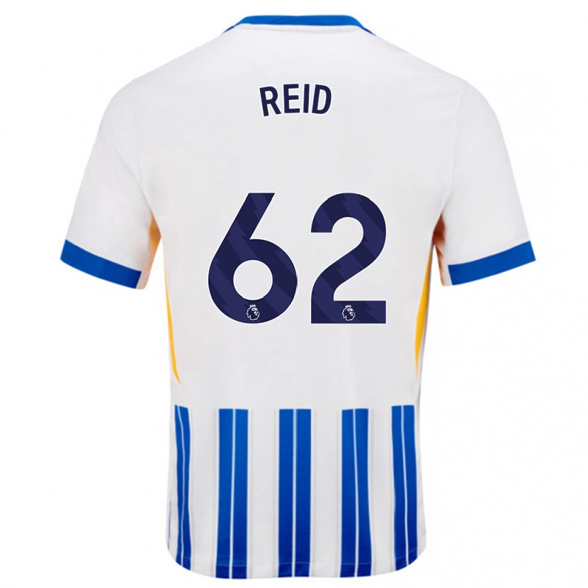 Danxen Dětské Tommy Reid #62 Bílé Modré Proužky Domů Hráčské Dresy 2024/25 Dres