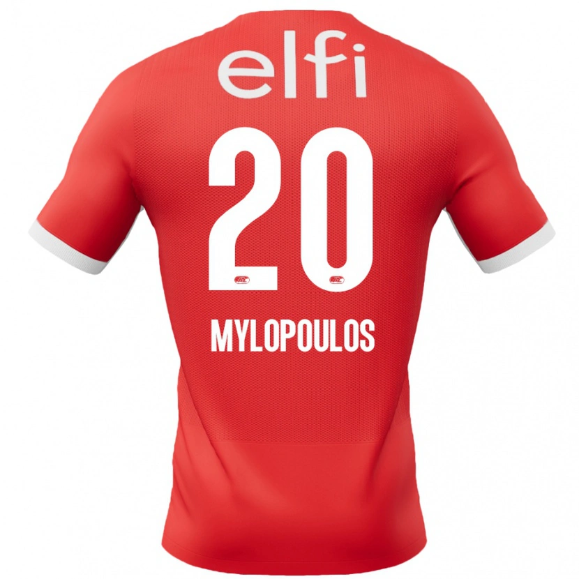 Danxen Dětské Marios Mylopoulos #20 Červená Bílá Domů Hráčské Dresy 2024/25 Dres