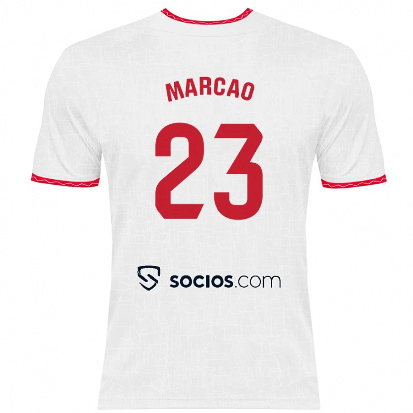Danxen Dětské Marcão #23 Bílá Červená Domů Hráčské Dresy 2024/25 Dres