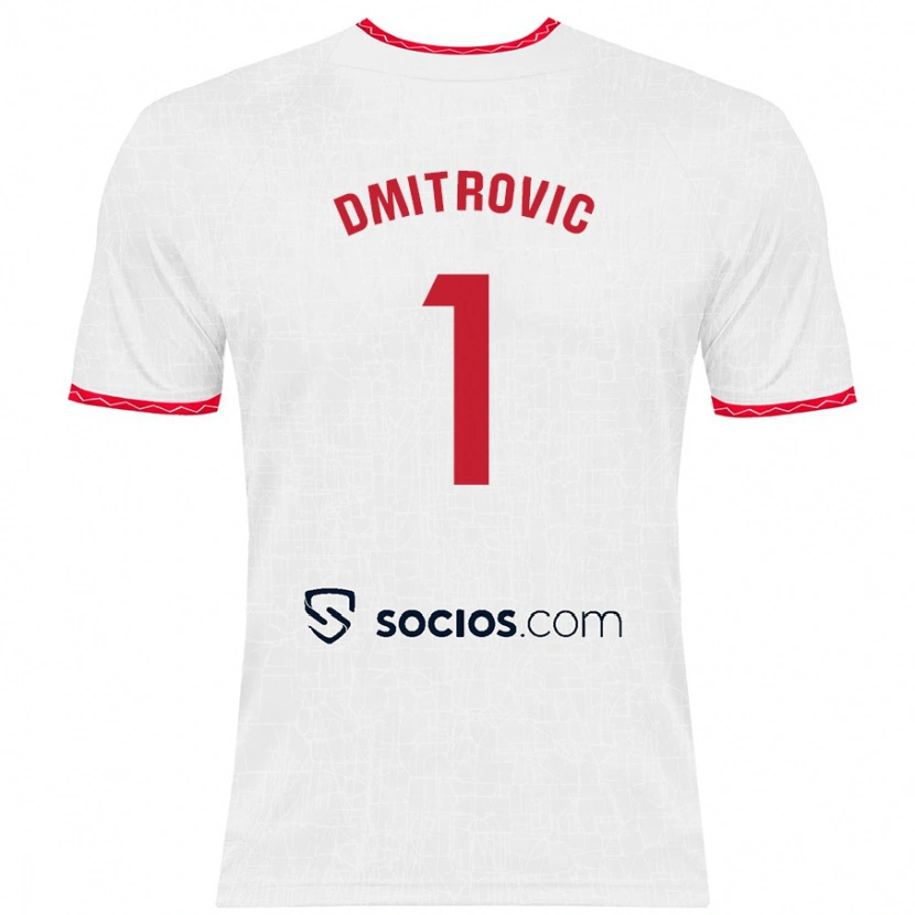 Danxen Dětské Marko Dmitrović #1 Bílá Červená Domů Hráčské Dresy 2024/25 Dres