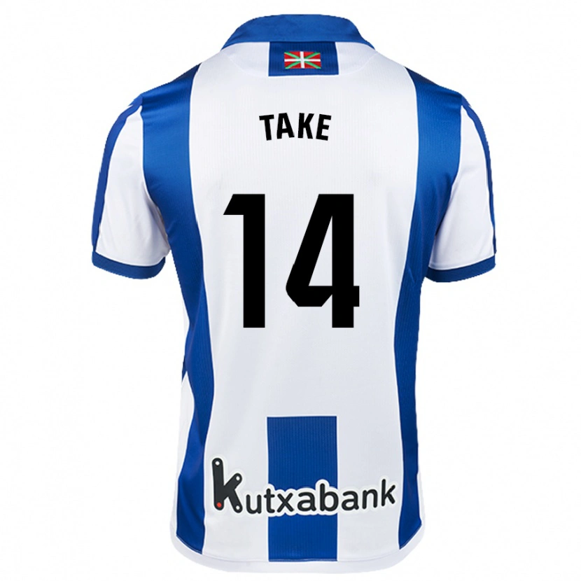 Danxen Dětské Takefusa Kubo #14 Bílá Modrá Domů Hráčské Dresy 2024/25 Dres