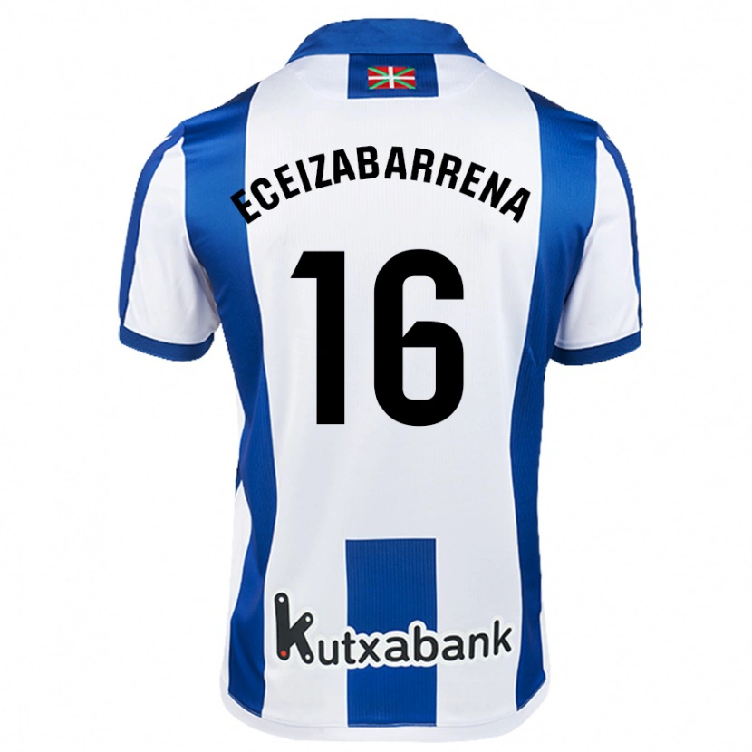 Danxen Dětské Jon Eceizabarrena #16 Bílá Modrá Domů Hráčské Dresy 2024/25 Dres