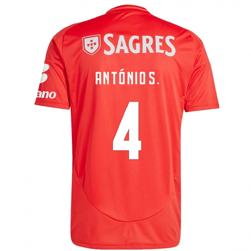 Danxen Dětské António Silva #4 Červená Bílá Domů Hráčské Dresy 2024/25 Dres