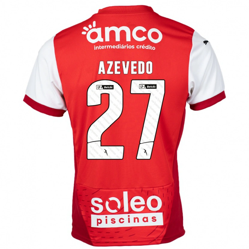 Danxen Dětské Mariana Azevedo #27 Červená Bílá Domů Hráčské Dresy 2024/25 Dres