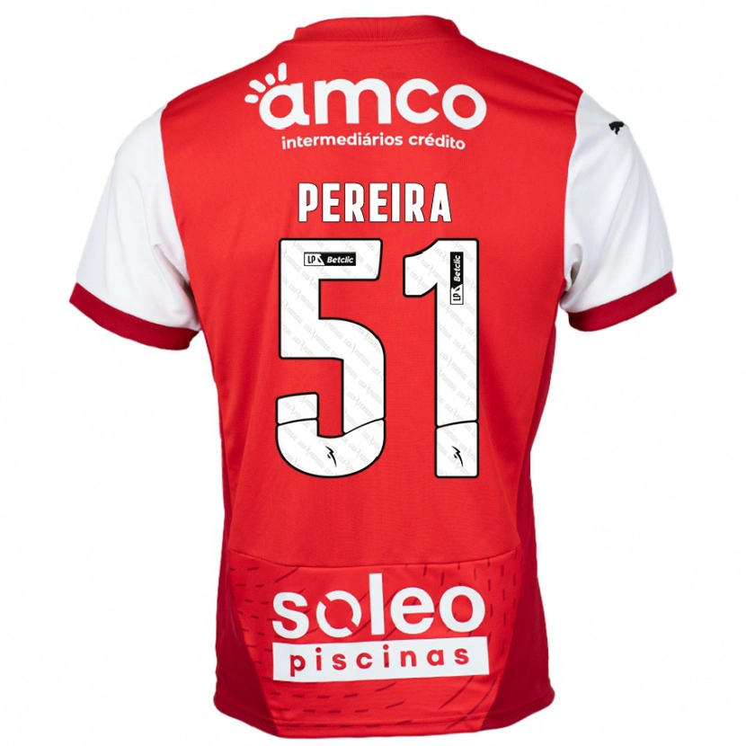 Danxen Dětské Evy Pereira #51 Červená Bílá Domů Hráčské Dresy 2024/25 Dres