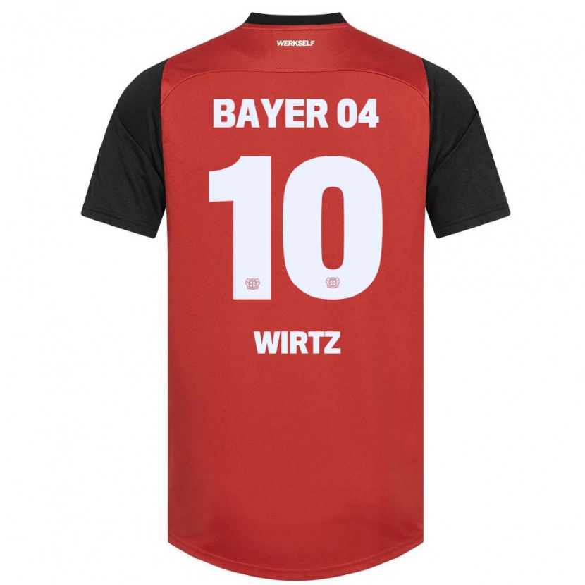 Danxen Dětské Florian Wirtz #10 Červená Černá Domů Hráčské Dresy 2024/25 Dres