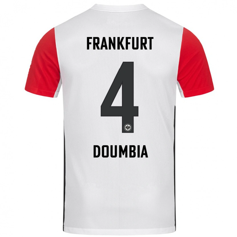 Danxen Dětské Fousseny Doumbia #4 Bílá Červená Domů Hráčské Dresy 2024/25 Dres