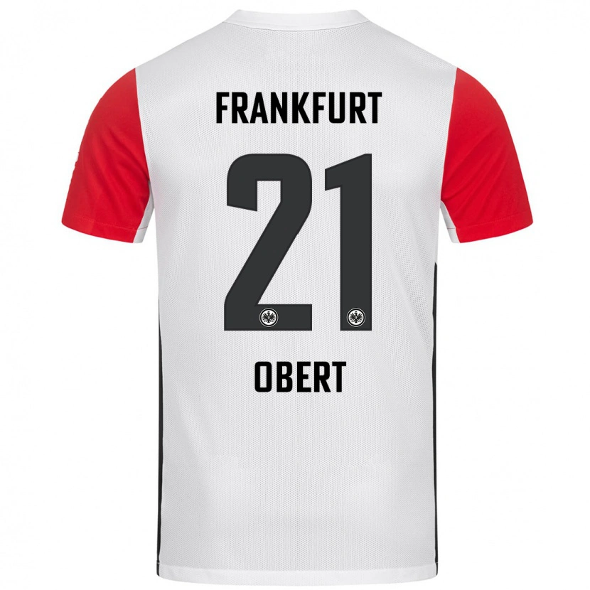 Danxen Dětské Yuriy Obert #21 Bílá Červená Domů Hráčské Dresy 2024/25 Dres