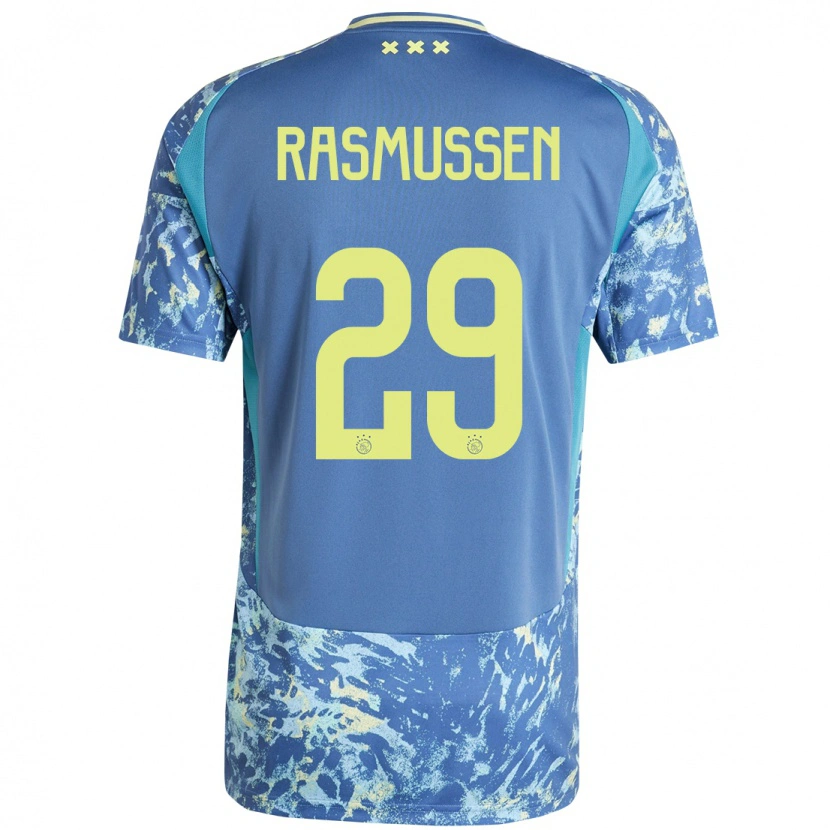 Danxen Dětské Christian Rasmussen #29 Šedá Modrá Žlutá Daleko Hráčské Dresy 2024/25 Dres