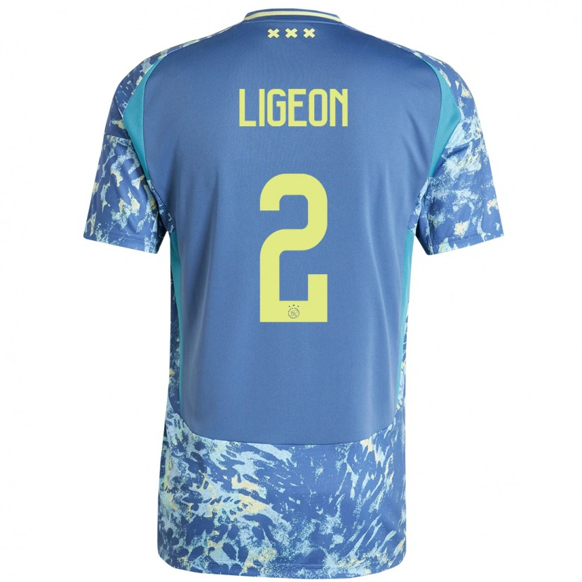 Danxen Dětské Ruben Ligeon #2 Šedá Modrá Žlutá Daleko Hráčské Dresy 2024/25 Dres