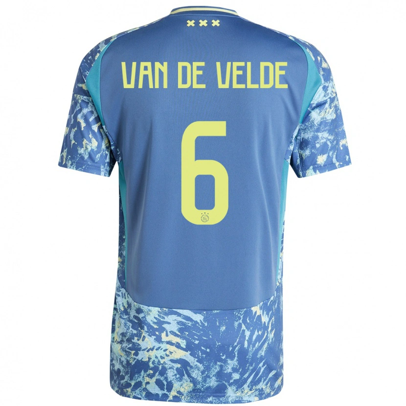 Danxen Dětské Jonna Van De Velde #6 Šedá Modrá Žlutá Daleko Hráčské Dresy 2024/25 Dres