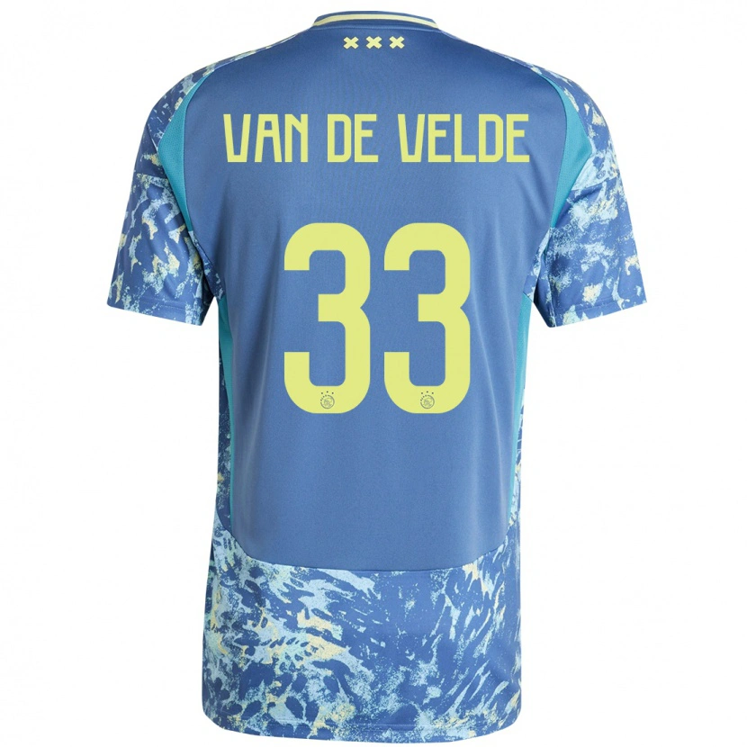Danxen Dětské Jonna Van De Velde #33 Šedá Modrá Žlutá Daleko Hráčské Dresy 2024/25 Dres