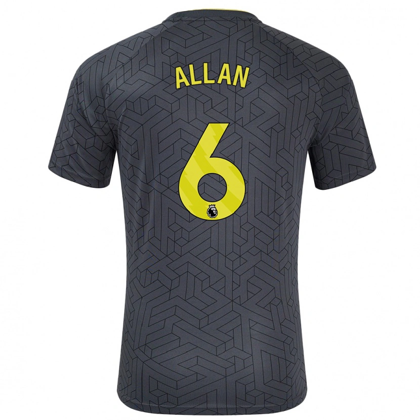 Danxen Dětské Allan #6 Černá Žlutá Daleko Hráčské Dresy 2024/25 Dres