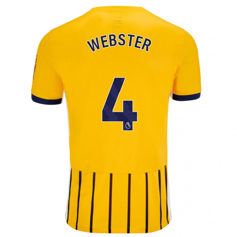 Danxen Dětské Adam Webster #4 Zlaté Modré Proužky Daleko Hráčské Dresy 2024/25 Dres