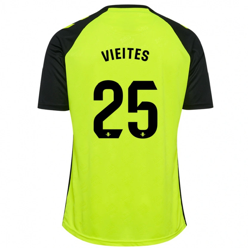 Danxen Dětské Fran Vieites #25 Fluorescenční Žlutá Černá Daleko Hráčské Dresy 2024/25 Dres