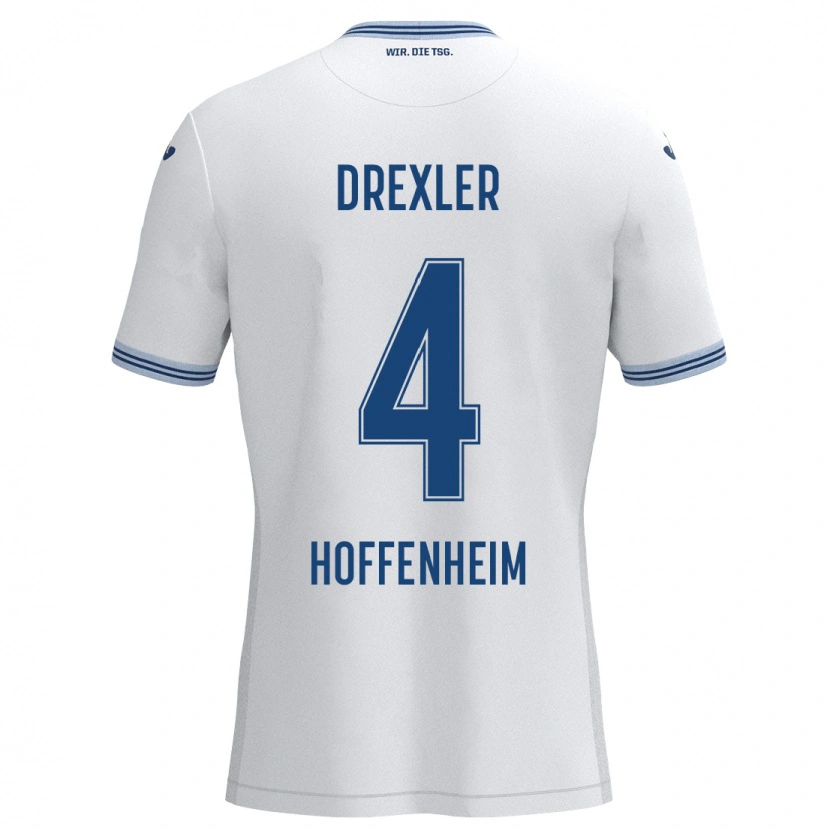Danxen Dětské Tim Drexler #4 Bílá Modrá Daleko Hráčské Dresy 2024/25 Dres