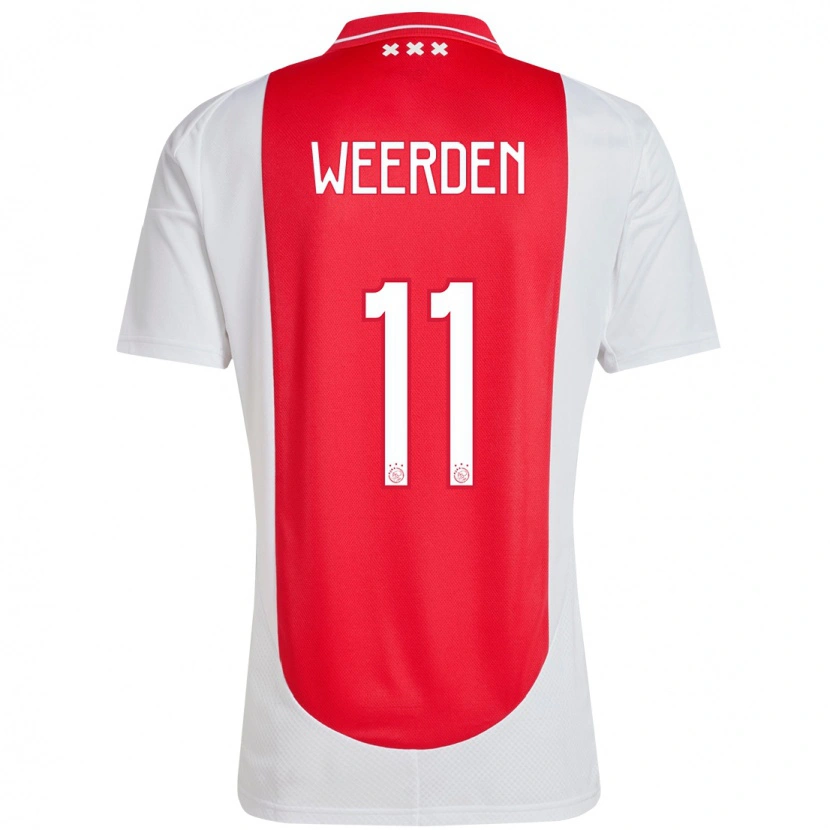Danxen Pánské Ashleigh Weerden #11 Červená Bílá Domů Hráčské Dresy 2024/25 Dres