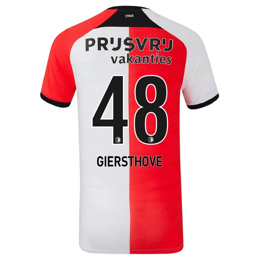 Danxen Pánské Djomar Giersthove #48 Červená Bílá Domů Hráčské Dresy 2024/25 Dres