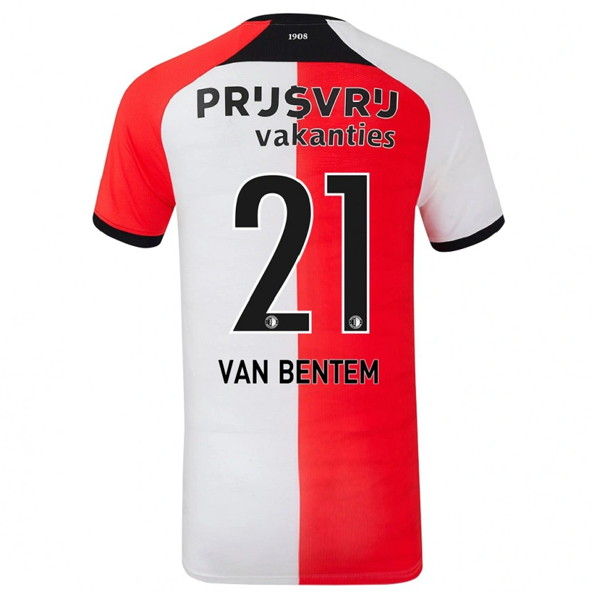 Danxen Pánské Tess Van Bentem #21 Červená Bílá Domů Hráčské Dresy 2024/25 Dres